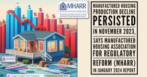 Manufactured Housing Production Decline Persisted in November 2023, Says Manufactured Housing Association for Regulatory Reform (MHARR) in January 2024 Report