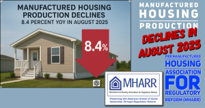 ManufacturedHousingProductionDeclinesInAugust2025perManufacturedHousingAssociationForRegulatoryReformMHARR-ChatGPTfeaturedimage