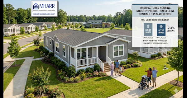 ManufacturedHousingIndustryProductionDeclineContinuesInMarch2026ManufacturedHousingAssociationForRegulatoryReformMHARR